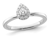 3/10 Carat (ctw I2-I3) Pear Drop Diamond Halo Engagement Ring in 14K White Gold